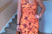 Orange Spandex Bodycon dress, size M
