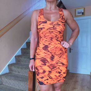 Orange Spandex Bodycon dress, size M