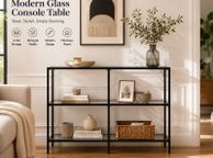 main image for ad Modern Glass Console Table with Tempered Glass Shelves