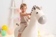 Crochet Plush Pony, Friendship Fabric with Hypoallergenic Cotton Wool, Foam Filling and Wood Texture, Crochet Pony White and Grey