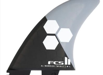 FCS II AM Twin +1 Al Merrick Trailer Stabiliser PG Performance Glass Surfboard Fins - Grey Charcoal