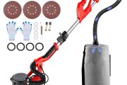 Electric Drywall Sander 750W Foldable Sheetrock Sander, with Telescope Handle, Electric Sander, Variable Speed 800-1750 RPM, Wall Sander, with LED Strip Light and Vacuum Bag