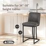 Bar Stools Set of 2, Kitchen Breakfast Bar Chairs, with Backrest, Steel Frame, Modern Barstool Set, Pub Stools, Sturdy Metal Frame, for Dining Room, Kitchen, Party (Grey) Image 4