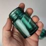 235 - Beautiful Set of 3 1950s Vintage Turquoise Glass Bottom Embossed Letters Science Medicine Pills Chemicals Collectible Decorative Jars Image 6