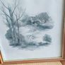 BY, F. Massa, Set Of 3 Vintage Framed watercoulored Drawings Prints Countryside Image 3