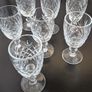 Vintage Cut Crystal Diamond & Fan Glasses Matching Set of 7 Image 2
