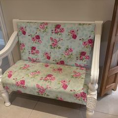 Vintage Solid Timber Pub Bench  Reupholstered & Painted