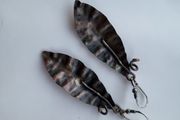 Handmade copper leaf shaped earrings
