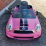 Kids Pink Electric Mini Cooper Car (used). Image 2