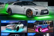 Underglow Car LED Lights Kit, RGBI Neon Accent Strip Lights, 16 Million Colors DIY &amp; Music Mode with App Control, DC 12V Universal for Car