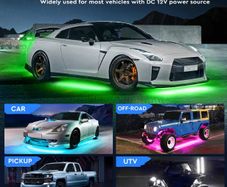 Underglow Car LED Lights Kit, RGBI Neon Accent Strip Lights, 16 Million Colors DIY & Music Mode with App Control, DC 12V Universal for Car