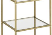 bathroom shelf, standing shelf, kitchen shelf, hallway shelf, living room shelf, plant shelf with 4 shelves made of tempered glass, stable, easy to assemble, living room, bedroom, office, gold-colored