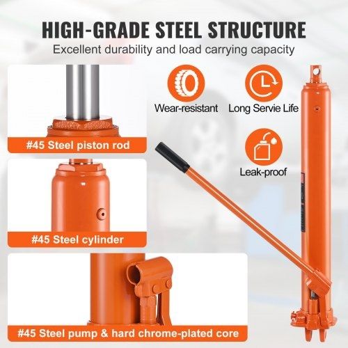 Hydraulic Long Ram Jack, 3 Ton Engine Hoist Cylinder with Single Piston Pump And Clevis Base