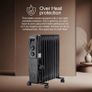 2500W Oil Filled Radiator Heater, 11 Fins Portable Electric Radiator with Adjustable Thermostat & Safety Cut-Off, Energy Saving Room Heater for Home & Office - Black Image 8
