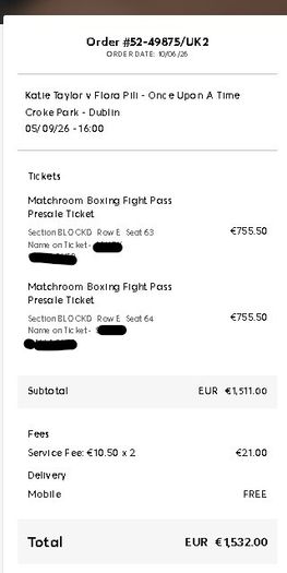 Katie Taylor Floor Seating - Two Tickets