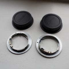 2x Nikon F Lens to Canon EOS (EF/EF-S) Mount Adapters with AF Confirm Chip + Rear Caps