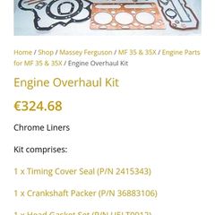 MF 35 Engine Rebuild Kit