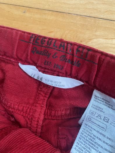 H and M red cords 2-3 years 98 cm