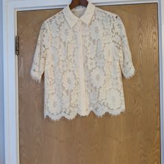 Gallery Cream Lace Short Sleeved Blouse. S. 12. New - No Tag.