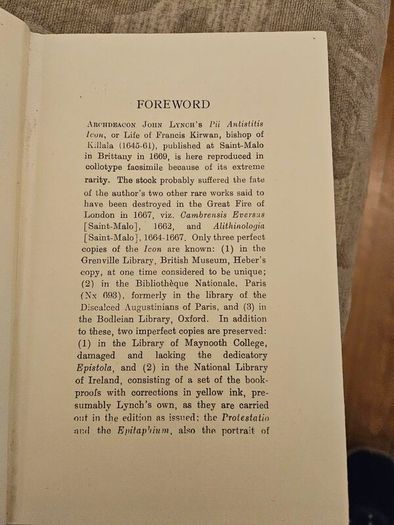 The Life Of Francis Kirwan Bishop Of Killala By John Lynch Archdeacon Of Tuam. First Edition Hardback In Good Condition 1951. See Photos For Same.