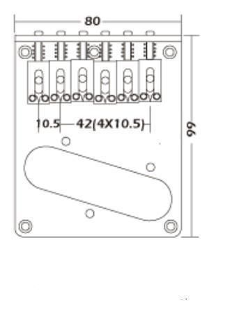 Telecaster 6-Saddle String-Thru Bridge, Modern Saddles (Gold)