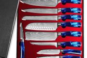 Complete Blue reen Handle Set Knives 9 pcs Engrave your Name/Symbols By Di'Casteel