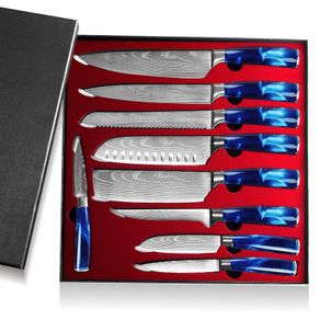 Complete Blue reen Handle Set Knives 9 pcs Engrave your Name/Symbols By Di'Casteel