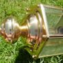 Brass and Glass Light Fixture, Incandescent, Vintage Wall Fixture, Wall Torch, Wall Lantern, Curved Panel Glass, Outdoor/Patio Lighting, Image 7