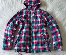 Checkered Pink and Blue Women's Ski Jacket Stuf
