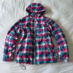 Checkered Pink and Blue Women's Ski Jacket Stuf