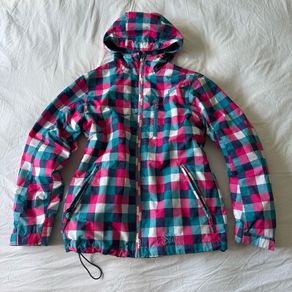 Checkered Pink and Blue Women's Ski Jacket Stuf
