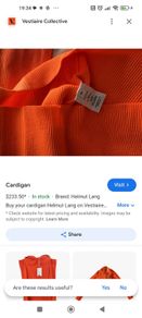 Helmut Lang zip up cardigan bright orange