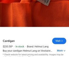 Helmut Lang zip up cardigan bright orange