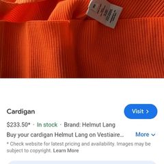 Helmut Lang zip up cardigan bright orange