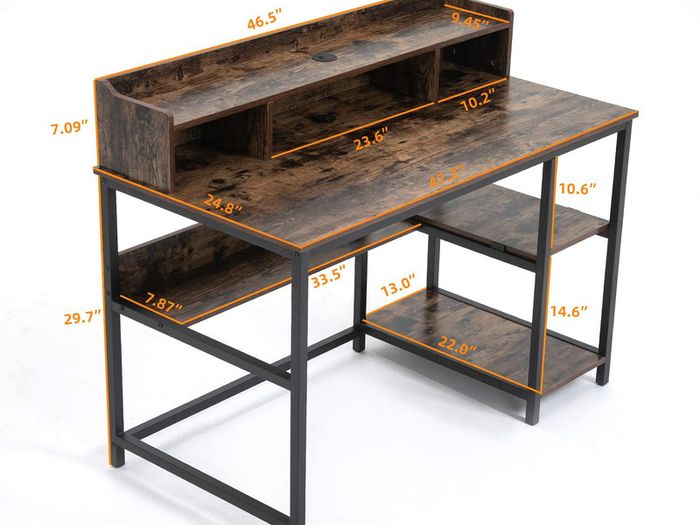 _Desk with shelf small computer table with monitor stand office table industrial style work table laptop table home office desk study table furniture for study table PC