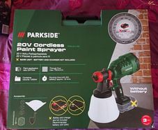 Parkside 20V Cordless Paint Sprayer and Accessories Set. House Kitchen Furniture Heating Radiator Garden Indoor Outdoor Maintenance DIY Spring Sale Now On.