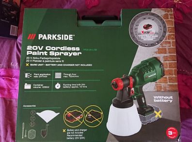Parkside 20V Cordless Paint Sprayer and Accessories Set. House Kitchen Furniture Heating Radiator Garden Indoor Outdoor Maintenance DIY Spring Sale Now On.