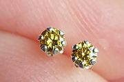 Natural Fancy Intense Yellow Diamond 0.12ct GWLAB Certified S925 Rhodium-Plated Earrings.