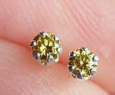 Natural Fancy Intense Yellow Diamond 0.12ct GWLAB Certified S925 Rhodium-Plated Earrings.