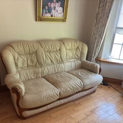 3 piece cream natuzzi leather suite