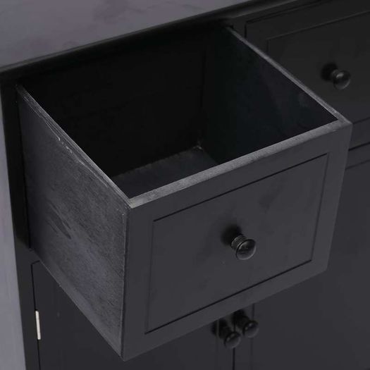 Side Cabinet Black 60x30x75 cm Paulownia Wood
