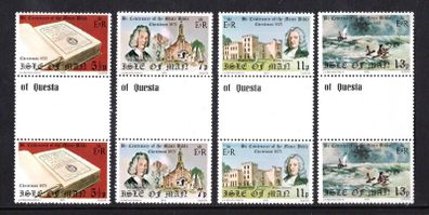 1975 Isle of Man Christmas and Bicentenary of Manx Bible Commemorative Stamps Gutter Pairs Mint Never Hinged (MNH)