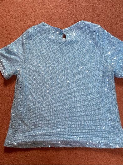 Powder Blue Sequin Short Sleeve Top