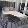 Ottoman Winged Panel Plush Velvet Upholstered Bed Frame Double & King Size Bed Image 3