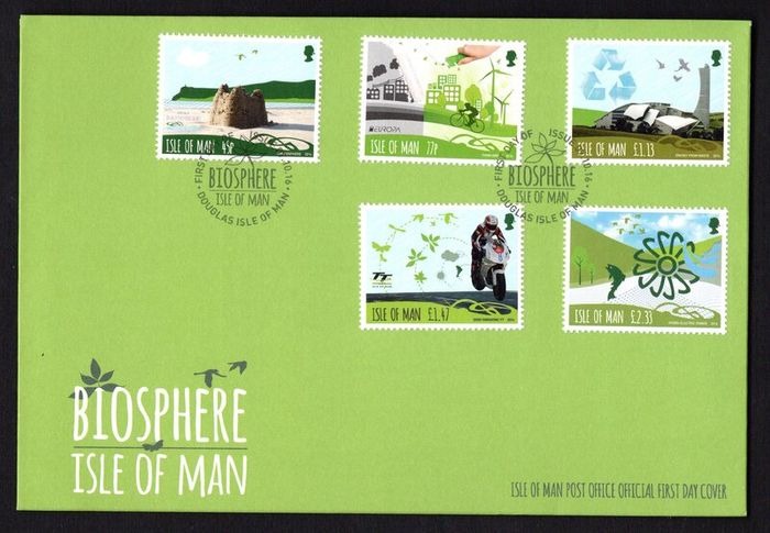 2016 Isle of Man Biosphere of Isle of Man; Think Green Commemorative Stamps First Day Cover (FDC)