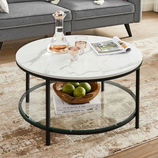 New marble look coffee table 2 shelves - FREE P&P