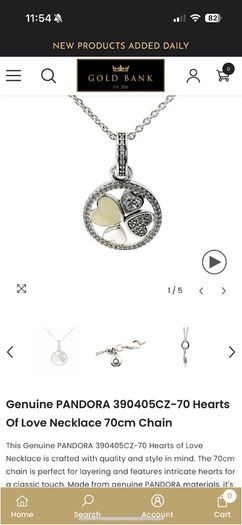 Genuine PANDORA 390405CZ-70 Hearts Of Love Necklace 70cm adjustable Chain