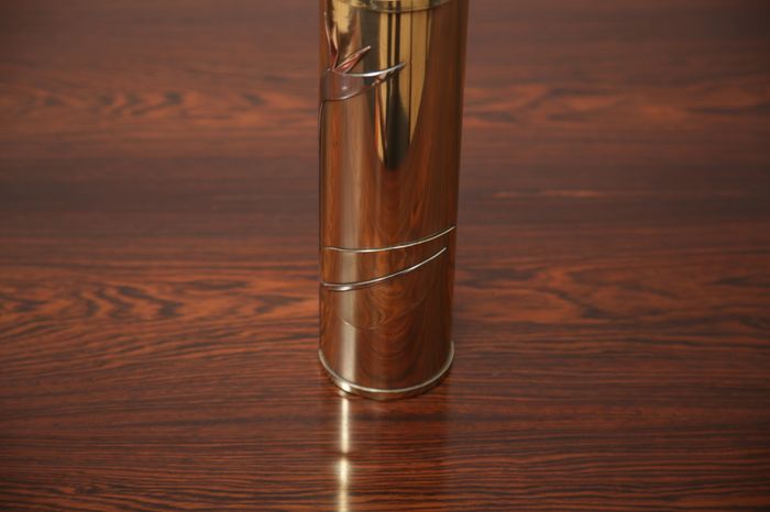 Vintage Art Deco Revival Brass Cylindrical Vase by Dara International, Chicago, 1983