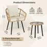 3 Piece Rattan Bistro Set Removable Cushions Image 2