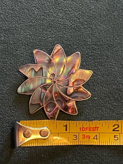 Vintage silver plated abalone brooch